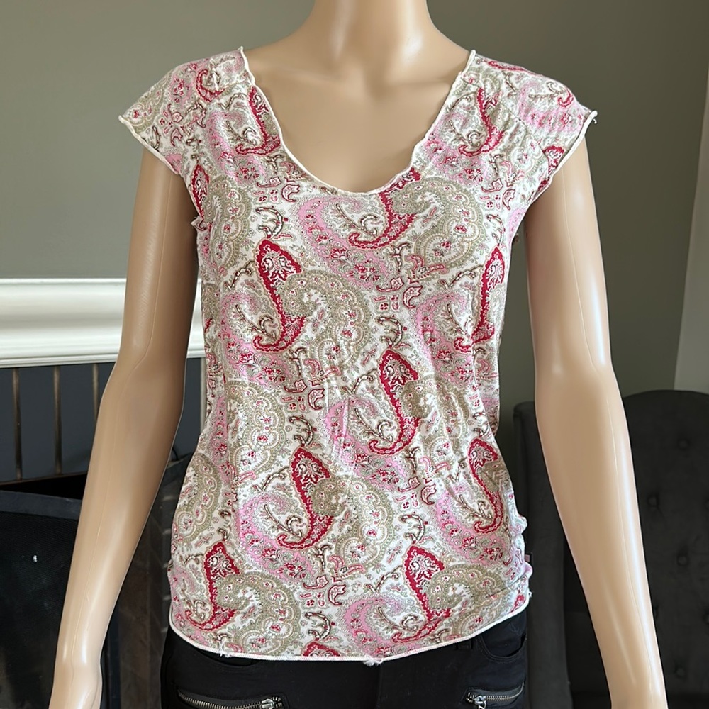 Women’s cap sleeve paisley RL Polo shirt